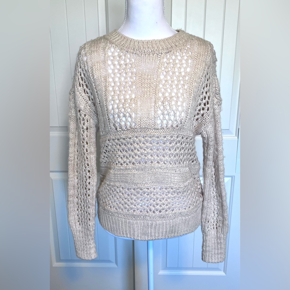 Saltwater LUXE Open Weave Sweater Vanilla Sz Small